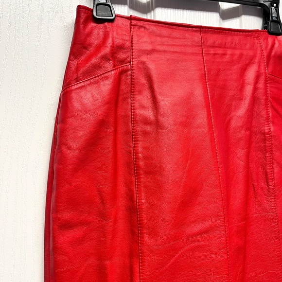 VTG. 80's WILSONS Red Leather MOB WIFE Skirt - Sz 8 - Picture 6 of 15